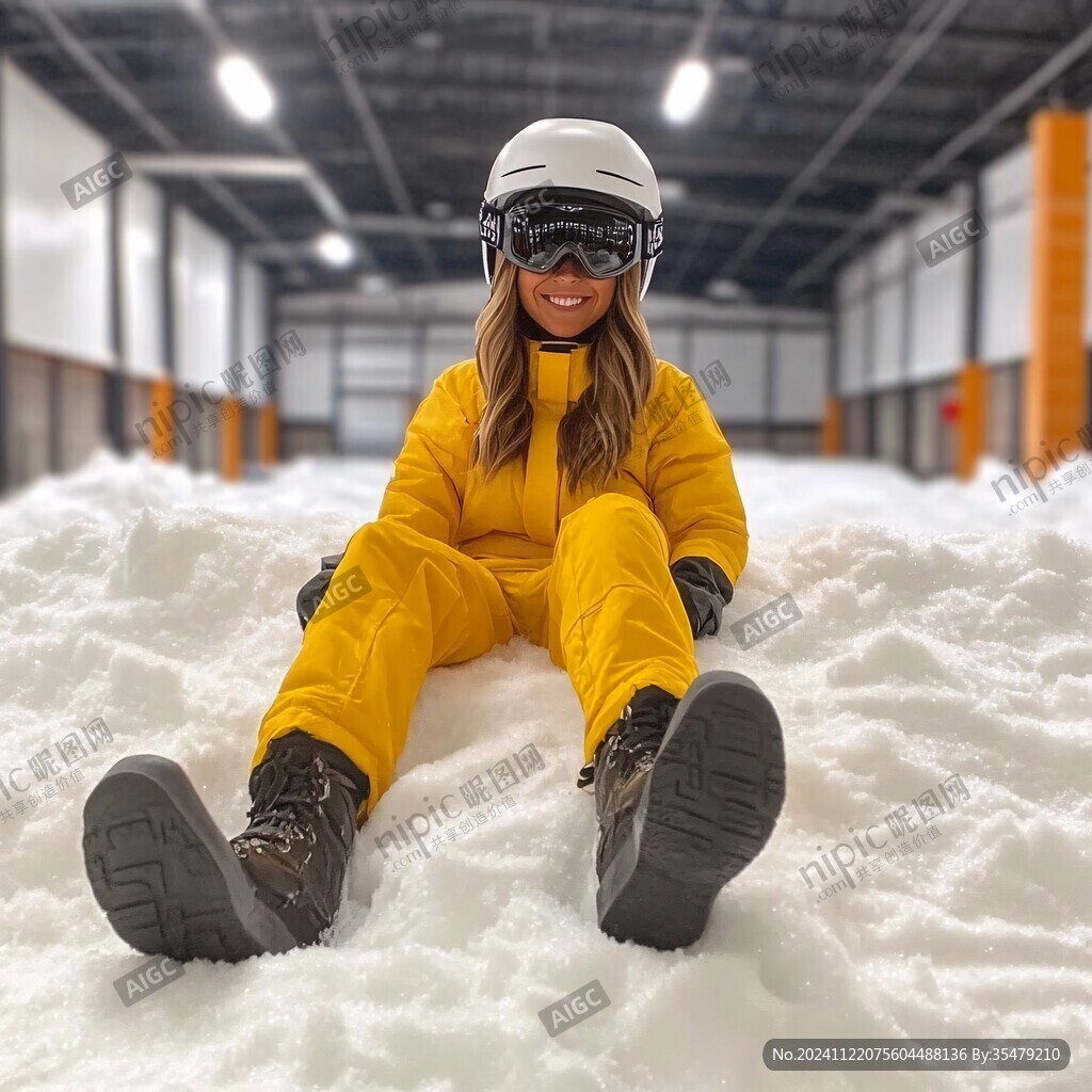 穿黃色滑雪服