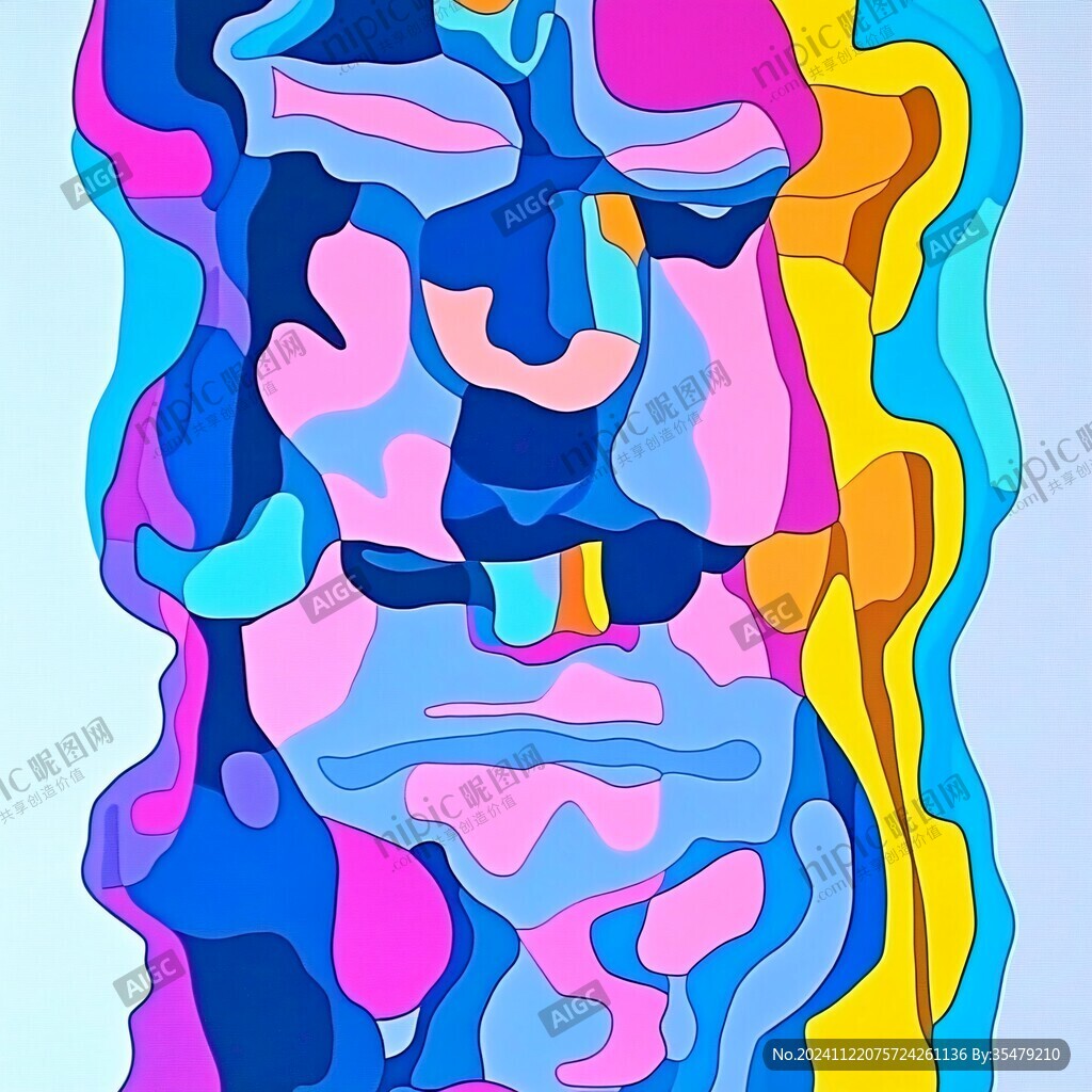 人臉色塊拼接裝飾畫(huà)