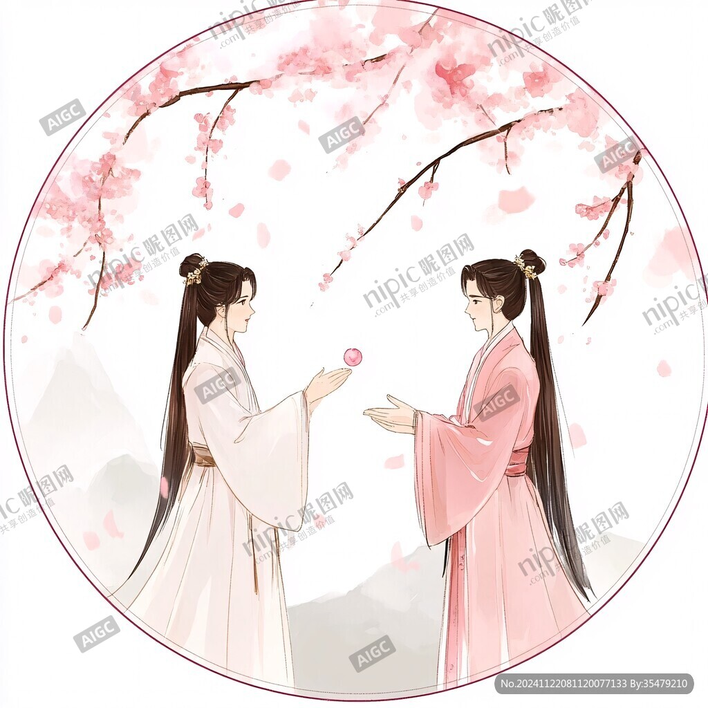 古裝情侶插畫(huà)