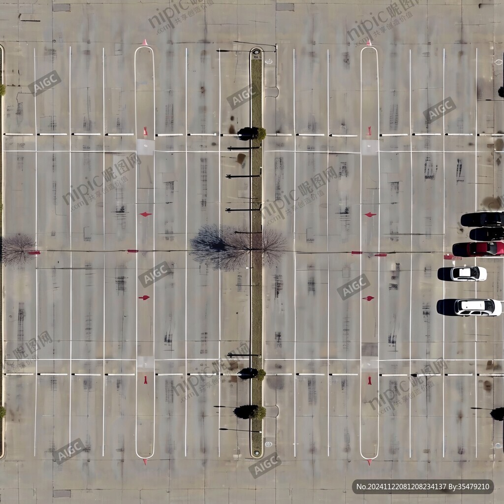 俯拍停車場車輛