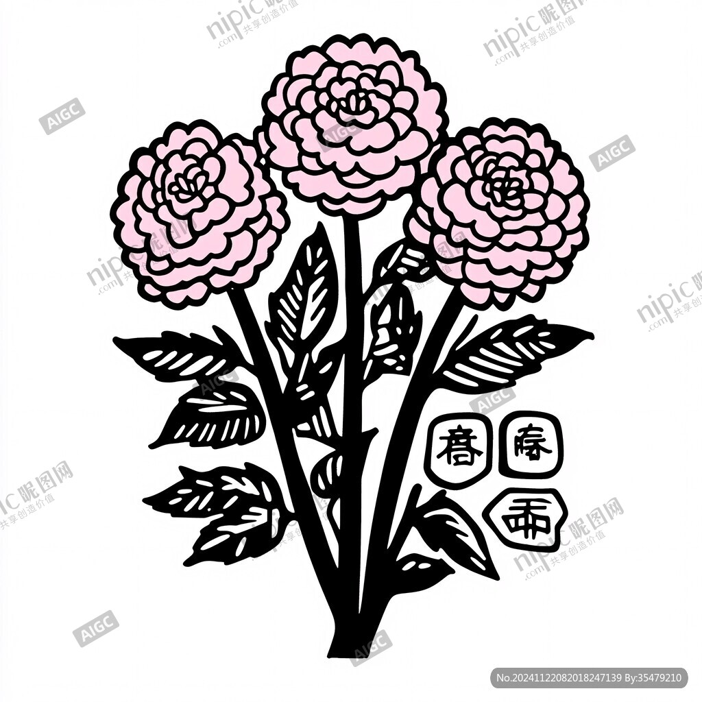 牡丹剪紙稿