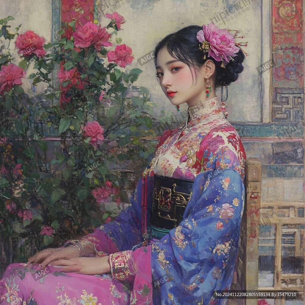 江南美女油畫
