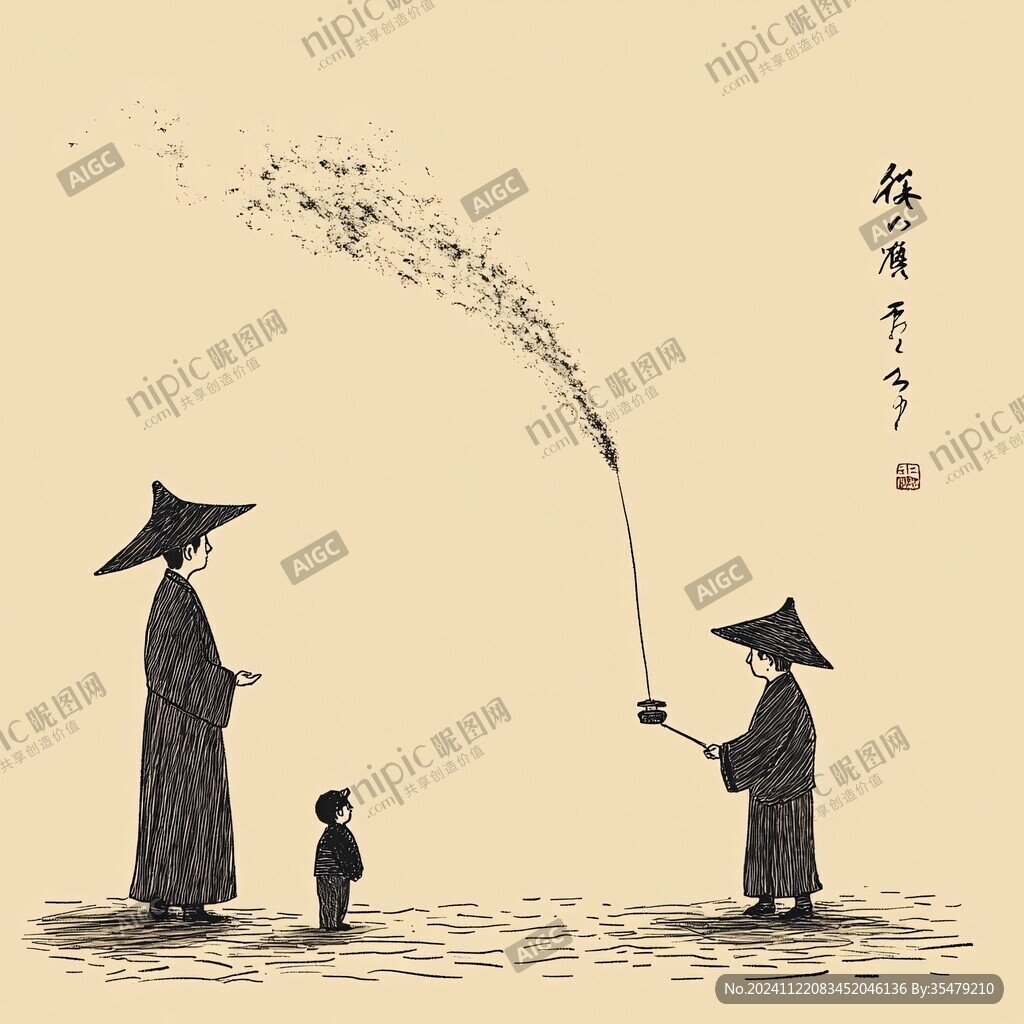 禪宗漫畫(huà)插畫(huà)禪意插花