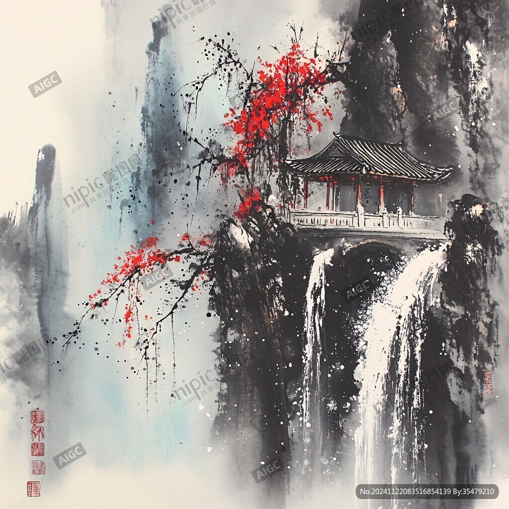 樓閣山水意境畫