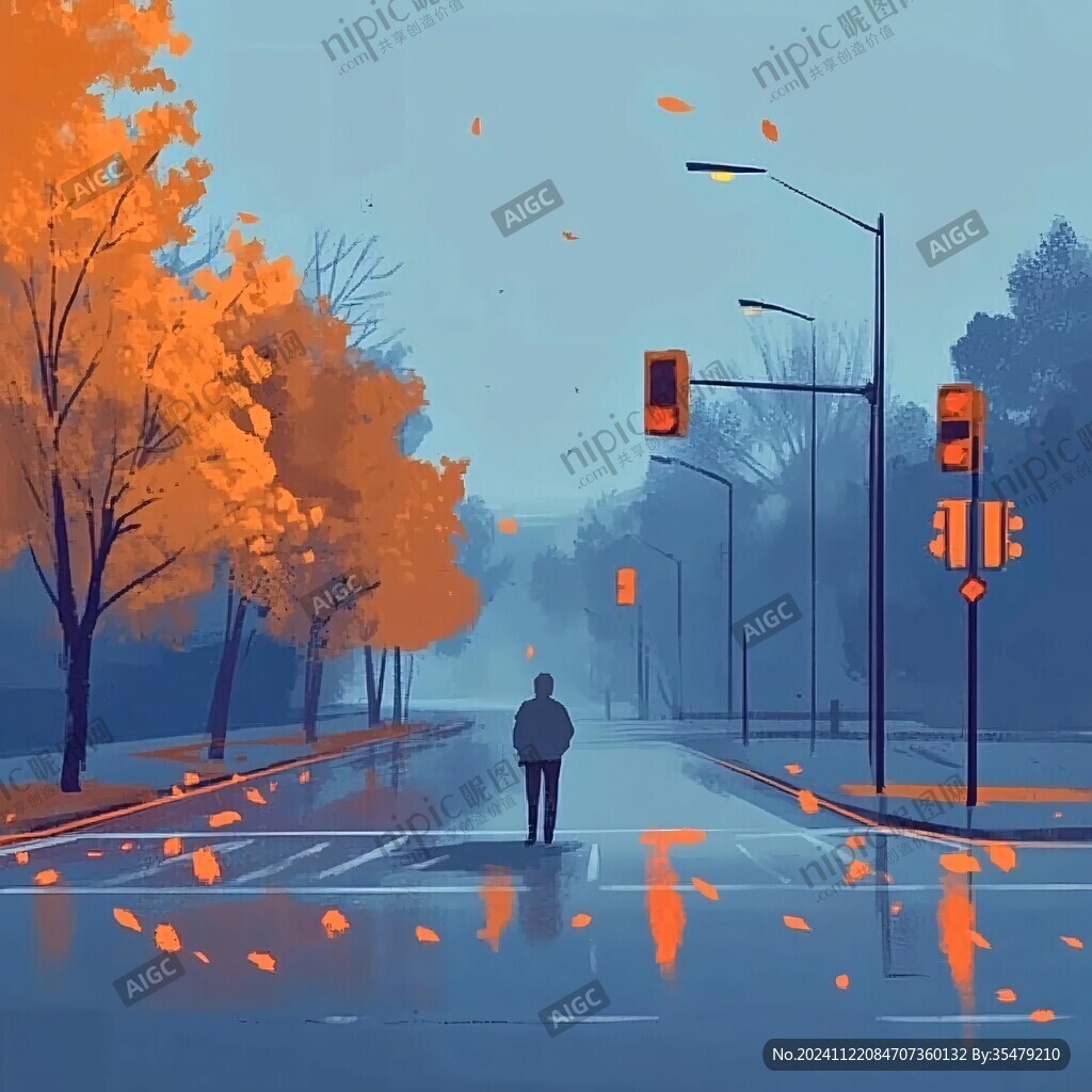 日落街道插畫