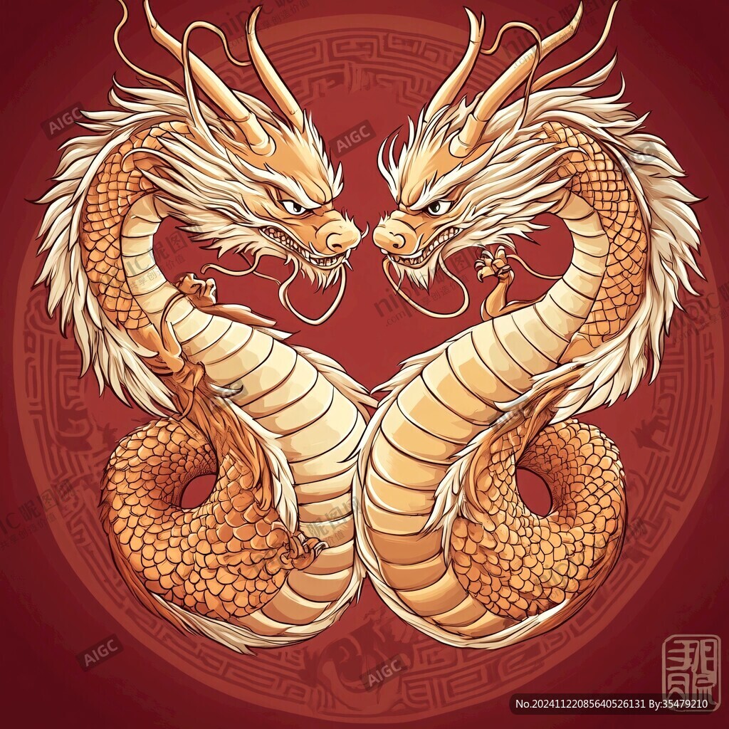 雙龍戲珠插畫