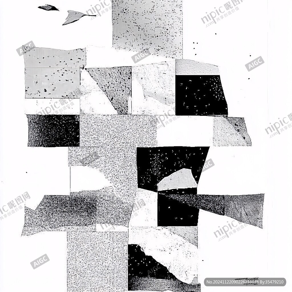 黑白點線面抽象畫