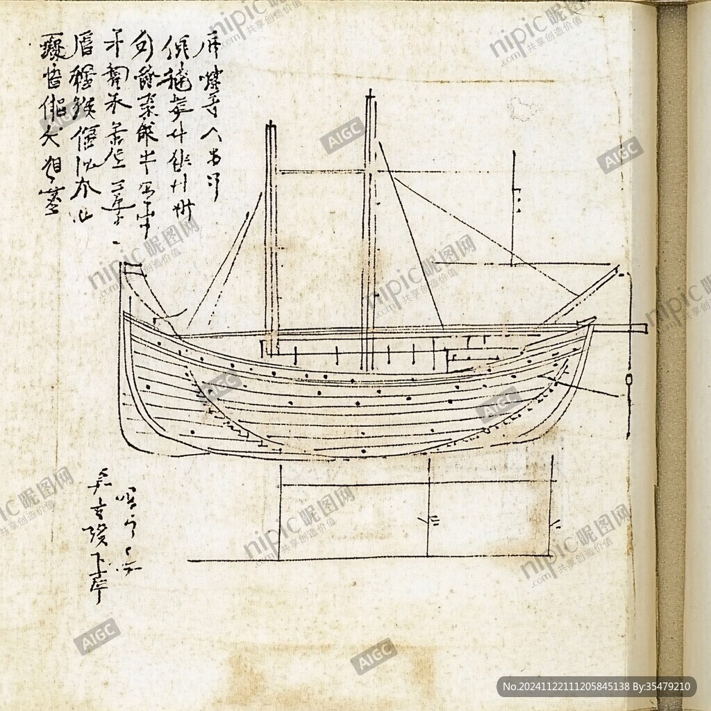 古代貨船切面圖
