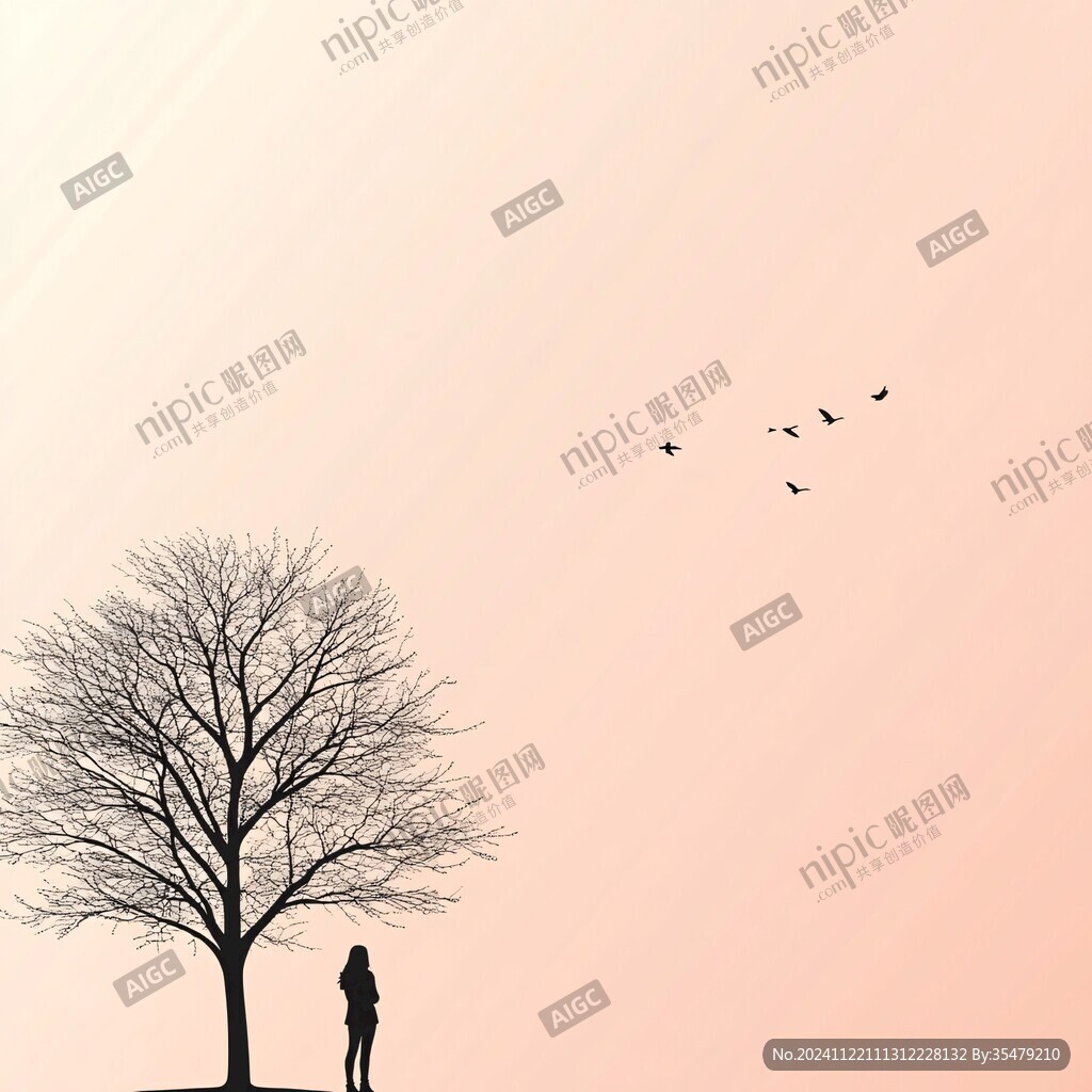 樹(shù)下人物剪影