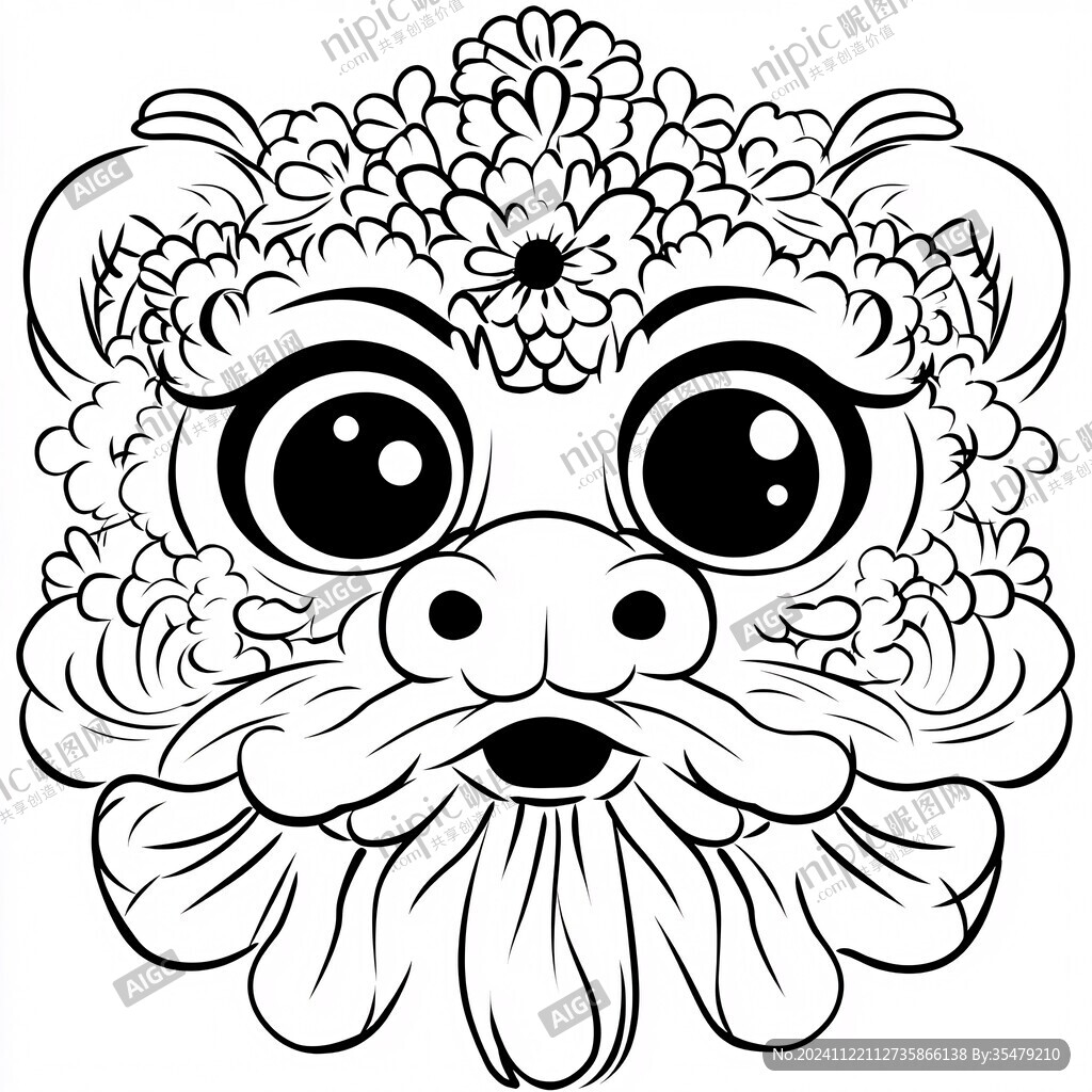 舞獅頭線稿