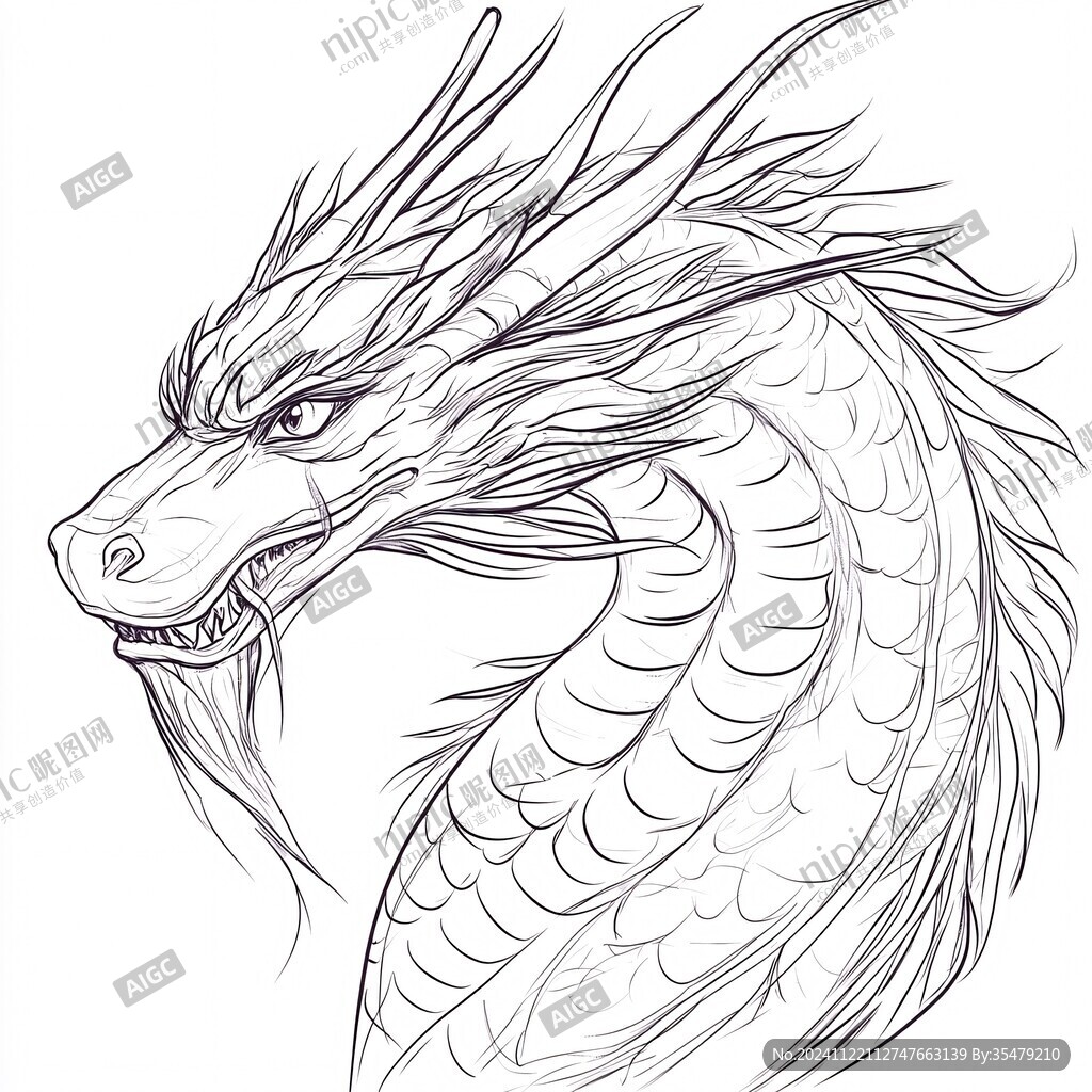 白描手繪龍