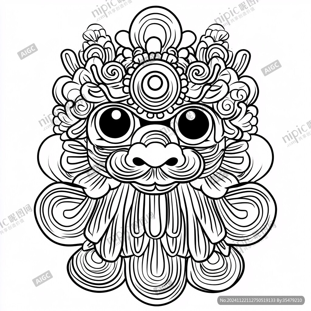 舞獅頭線稿
