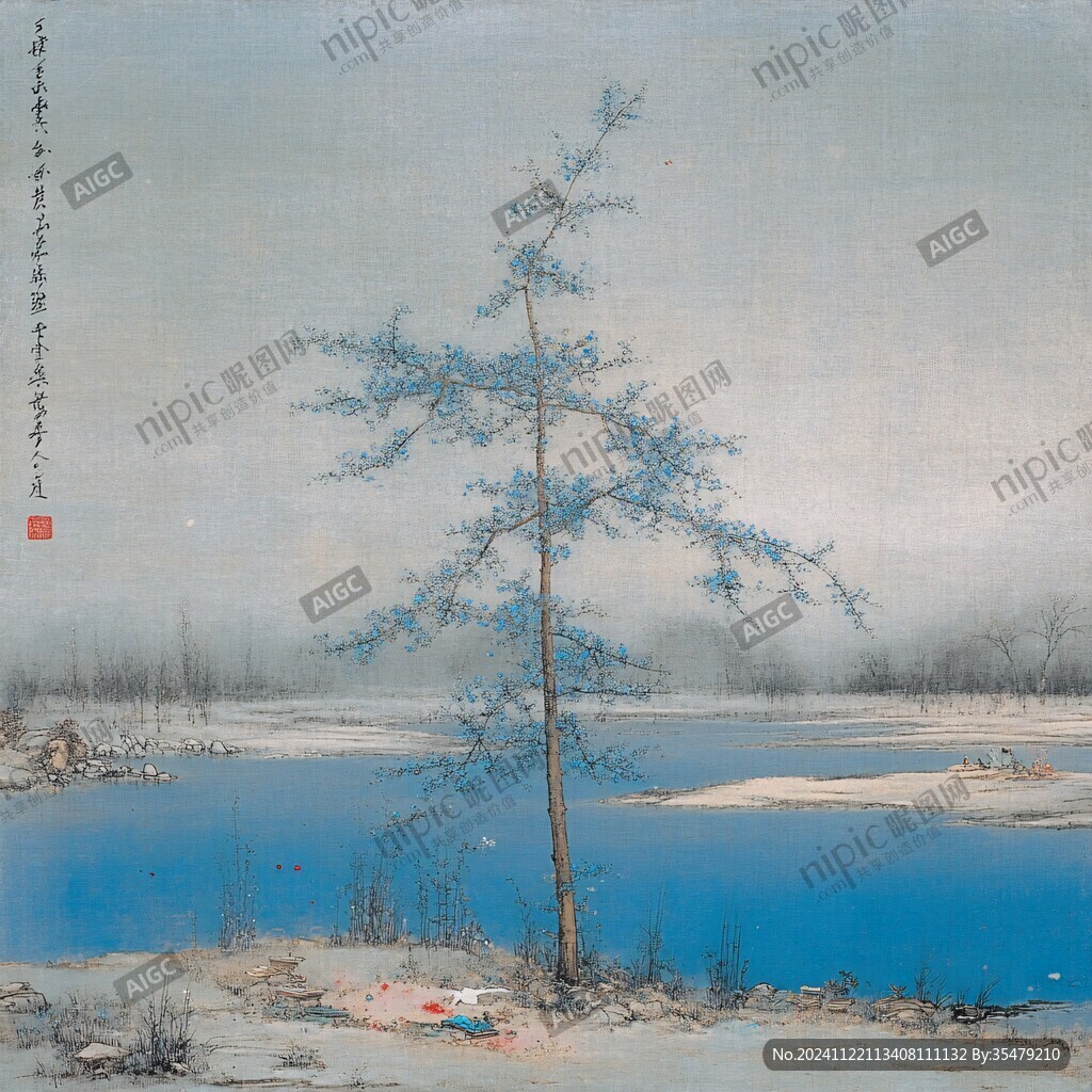 粉彩雪景圖
