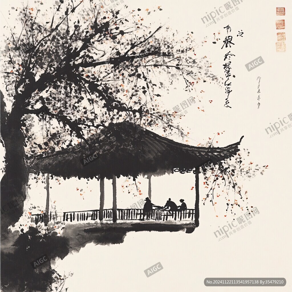 插畫愛晚亭