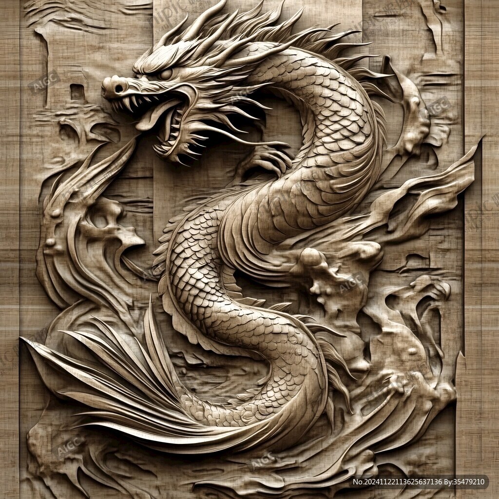 高清木雕龍紋