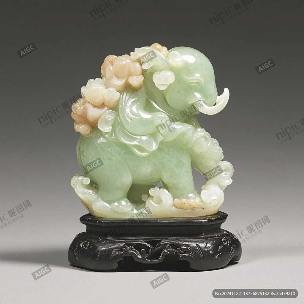 綠色黃色翡翠擺件