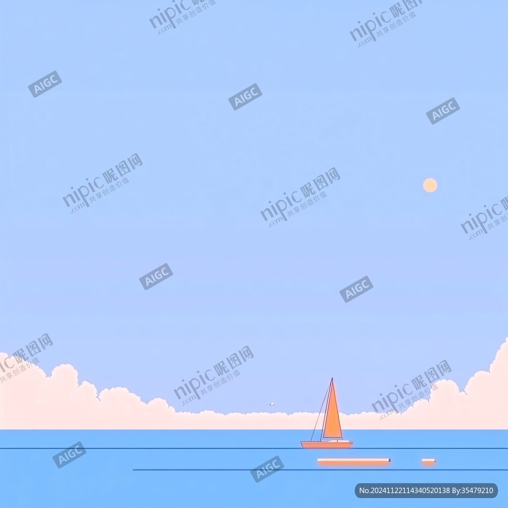 插畫藍(lán)天大海