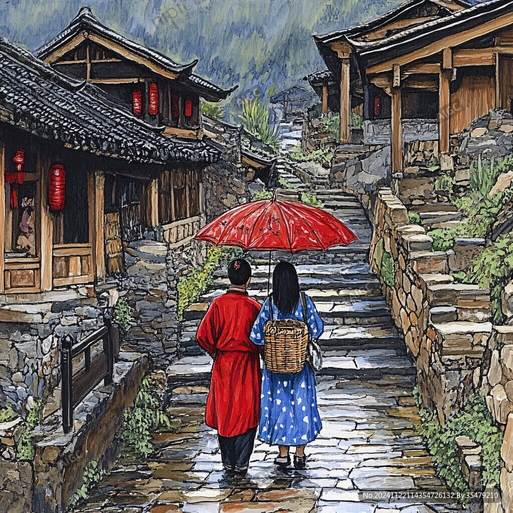 龔灘古鎮(zhèn)繪畫