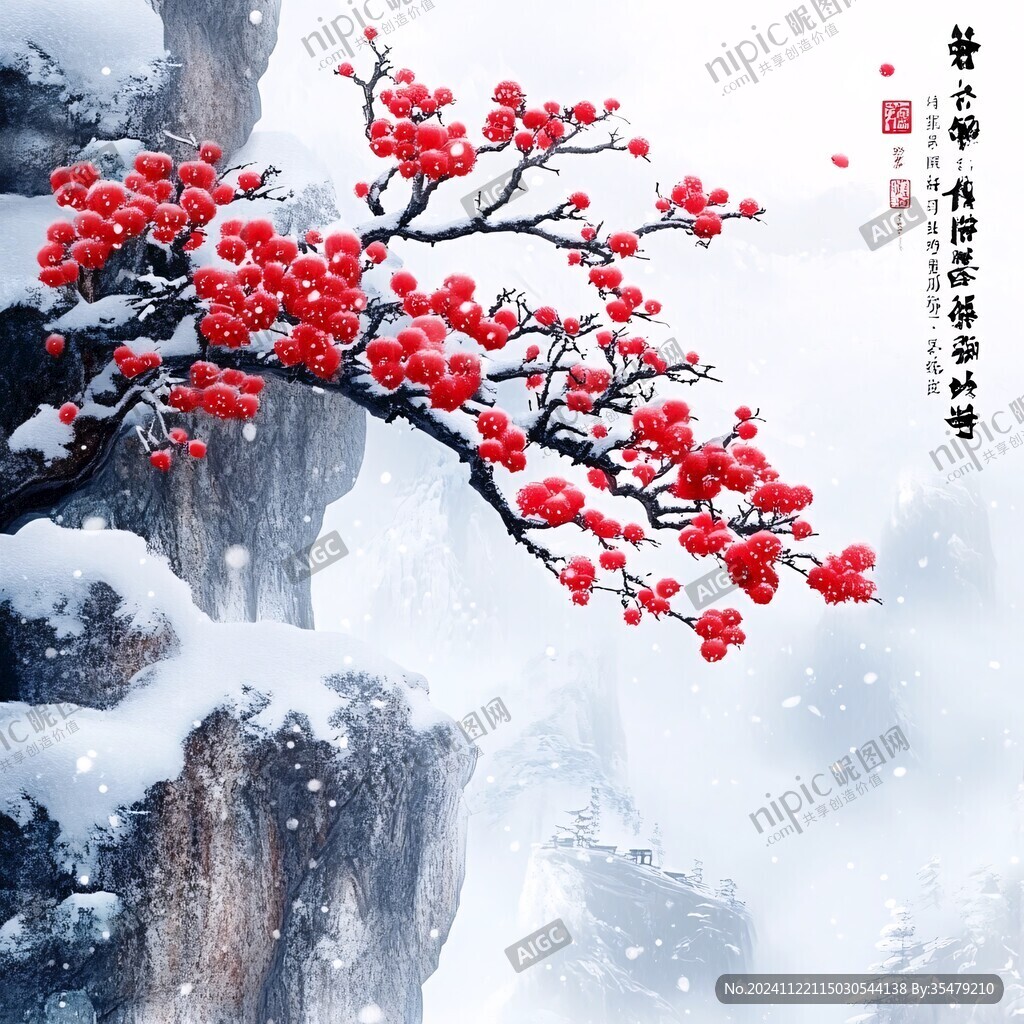 傲雪寒梅無框畫