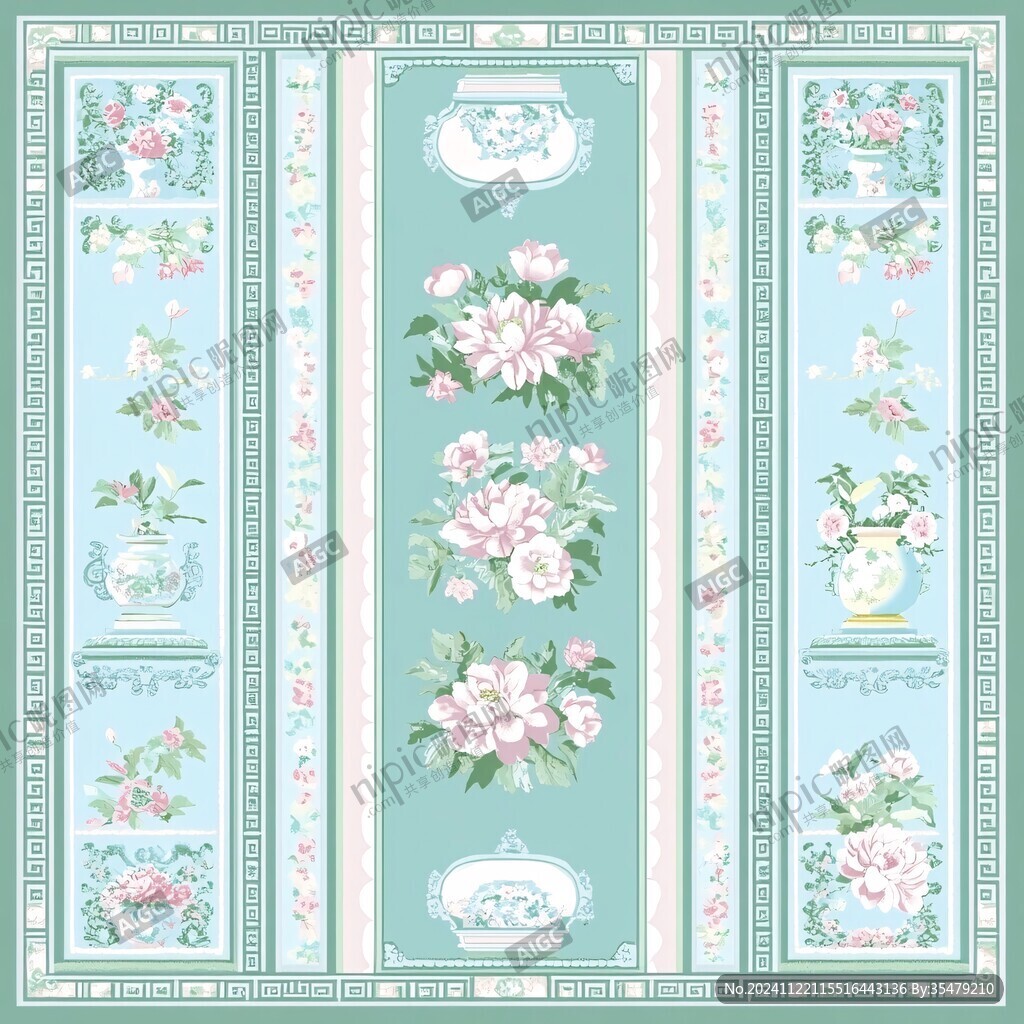 法式花卉四方連續(xù)圖