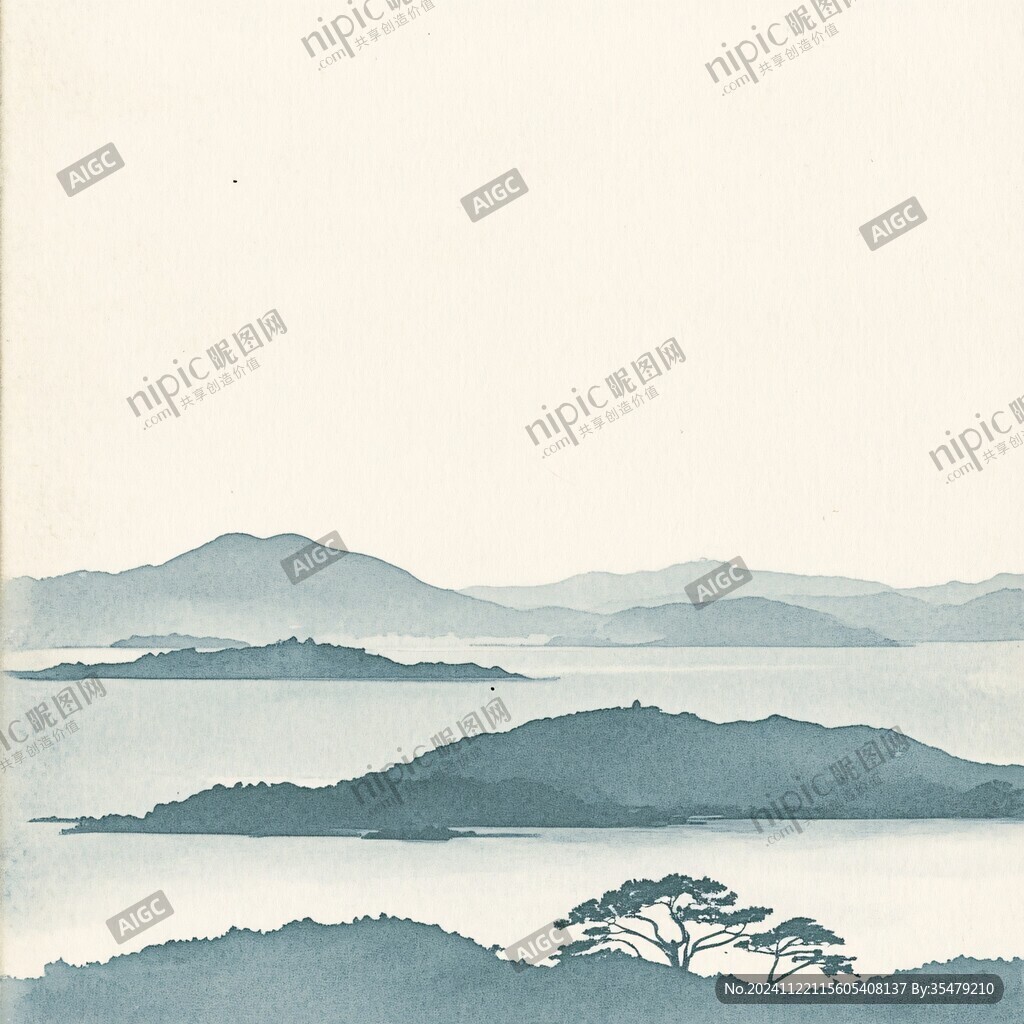 復(fù)古水墨山景