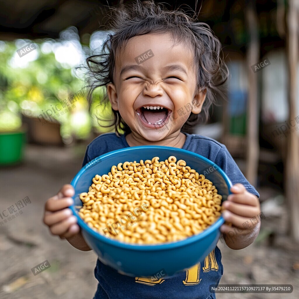 小孩吃豆包