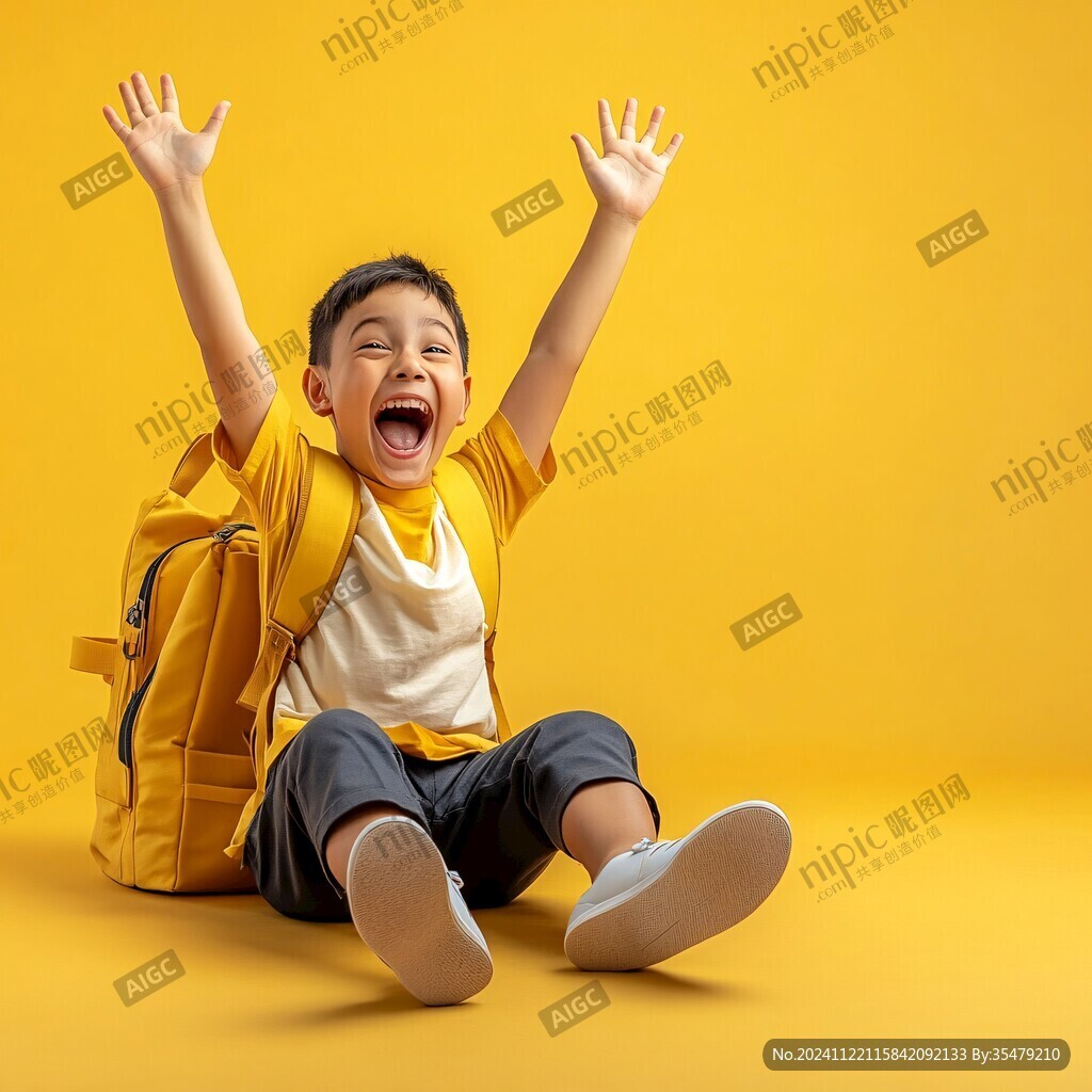 男孩書包快樂天真