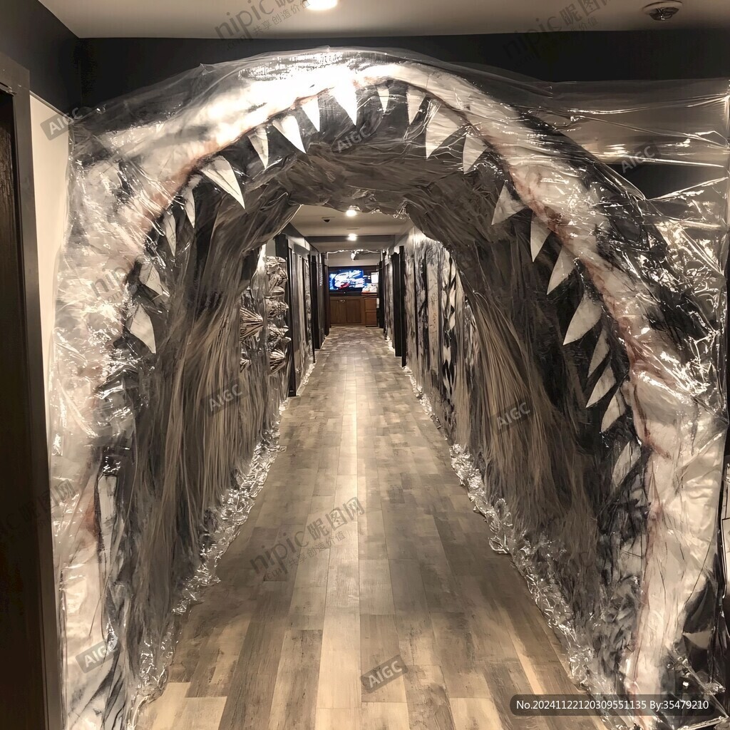 大白鯊3d立體畫