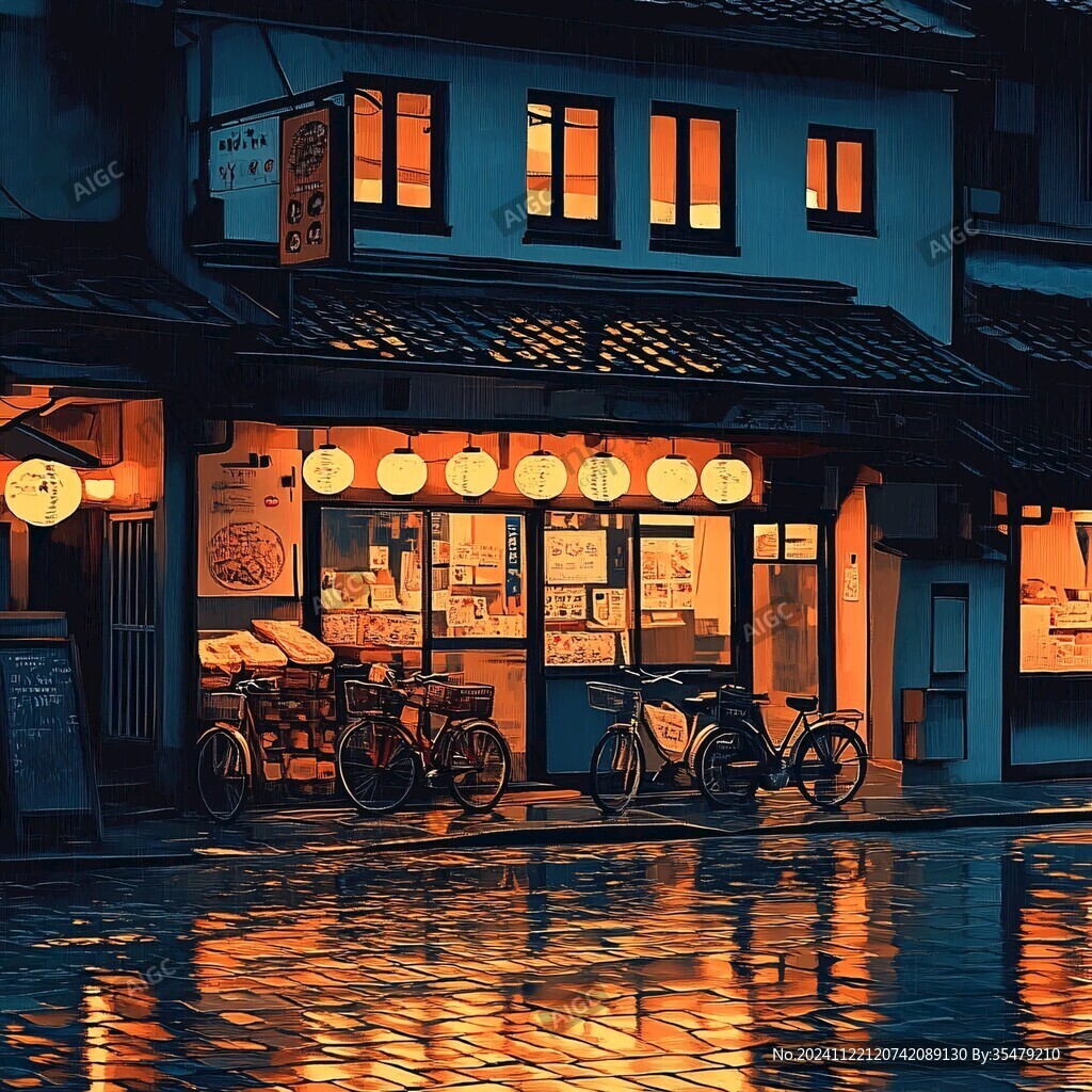 日本街道建筑夜景