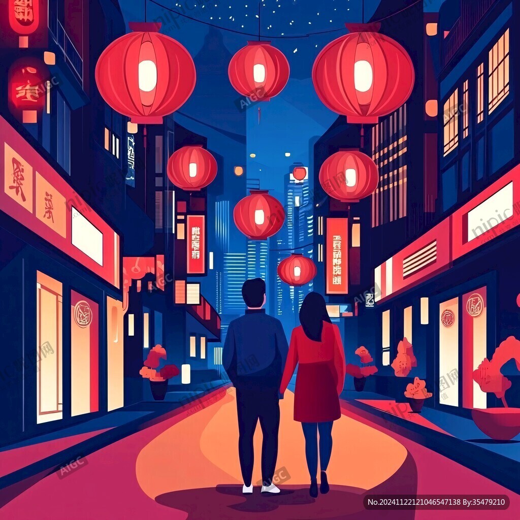 元宵節(jié)賞花燈插畫海報
