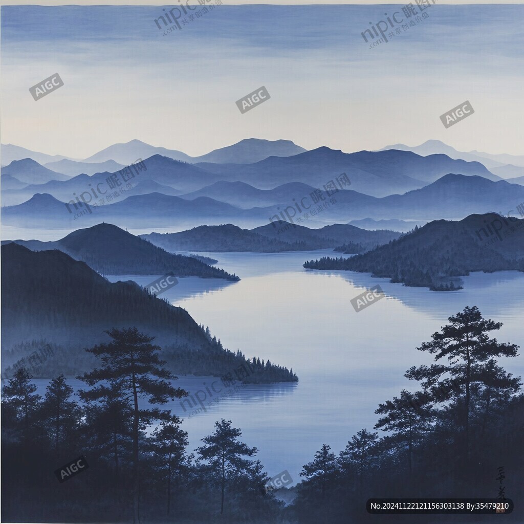 藍調(diào)山水畫