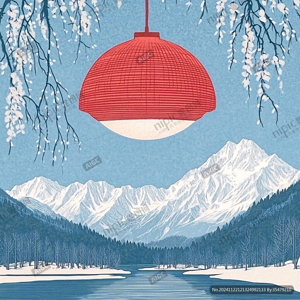 冬日山川風(fēng)景插畫
