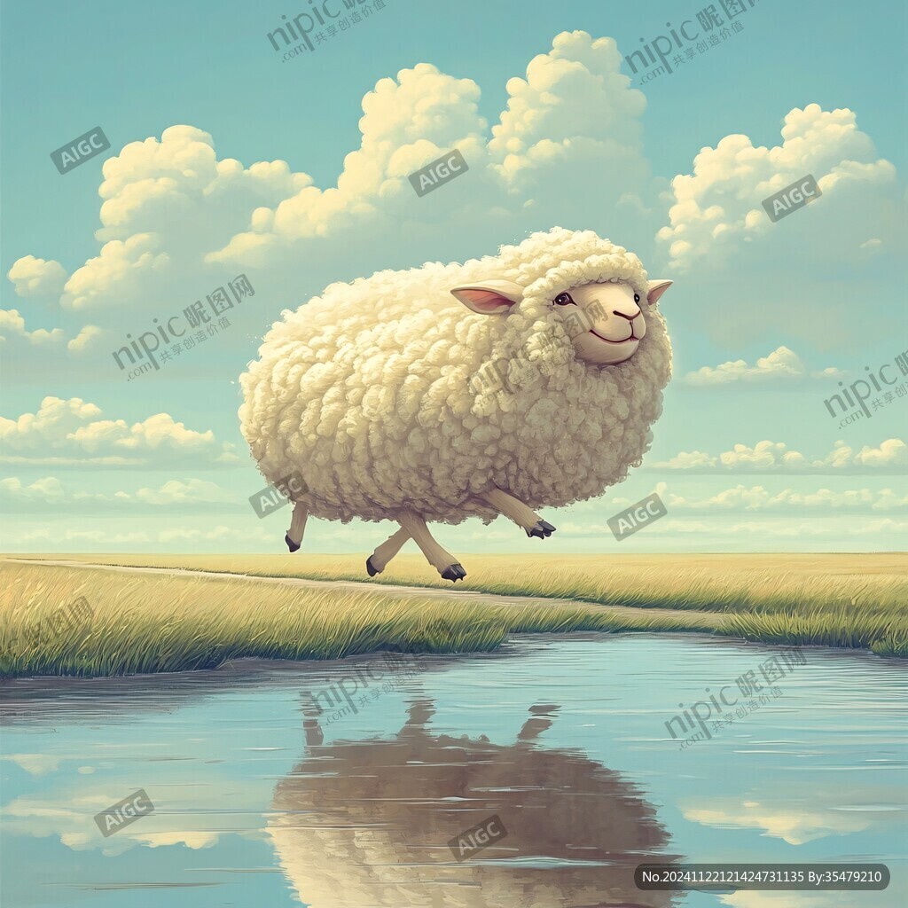 草原綿羊插畫