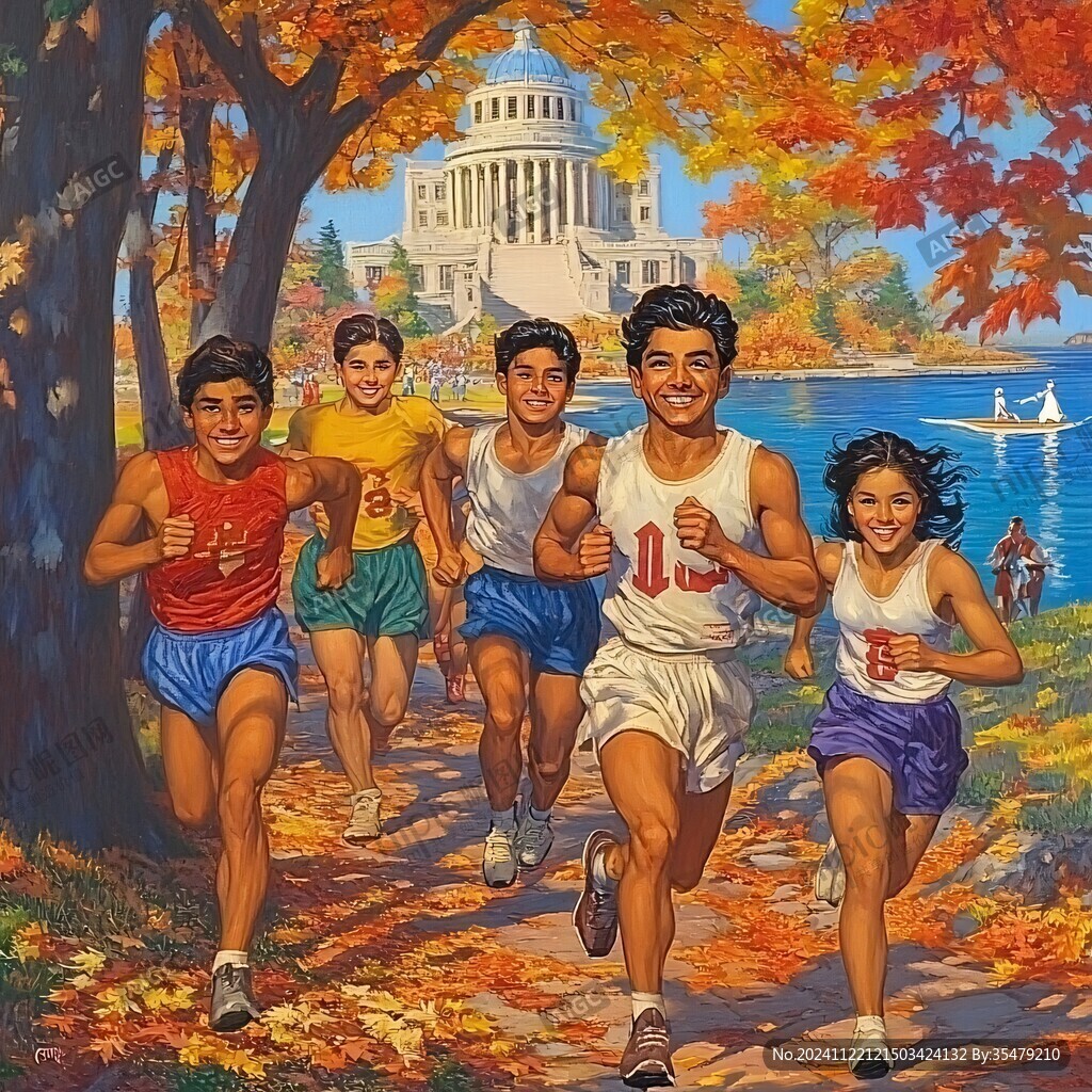 小區(qū)健身兒童油畫