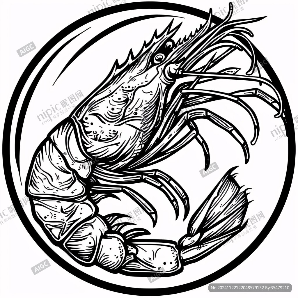 線描龍蝦