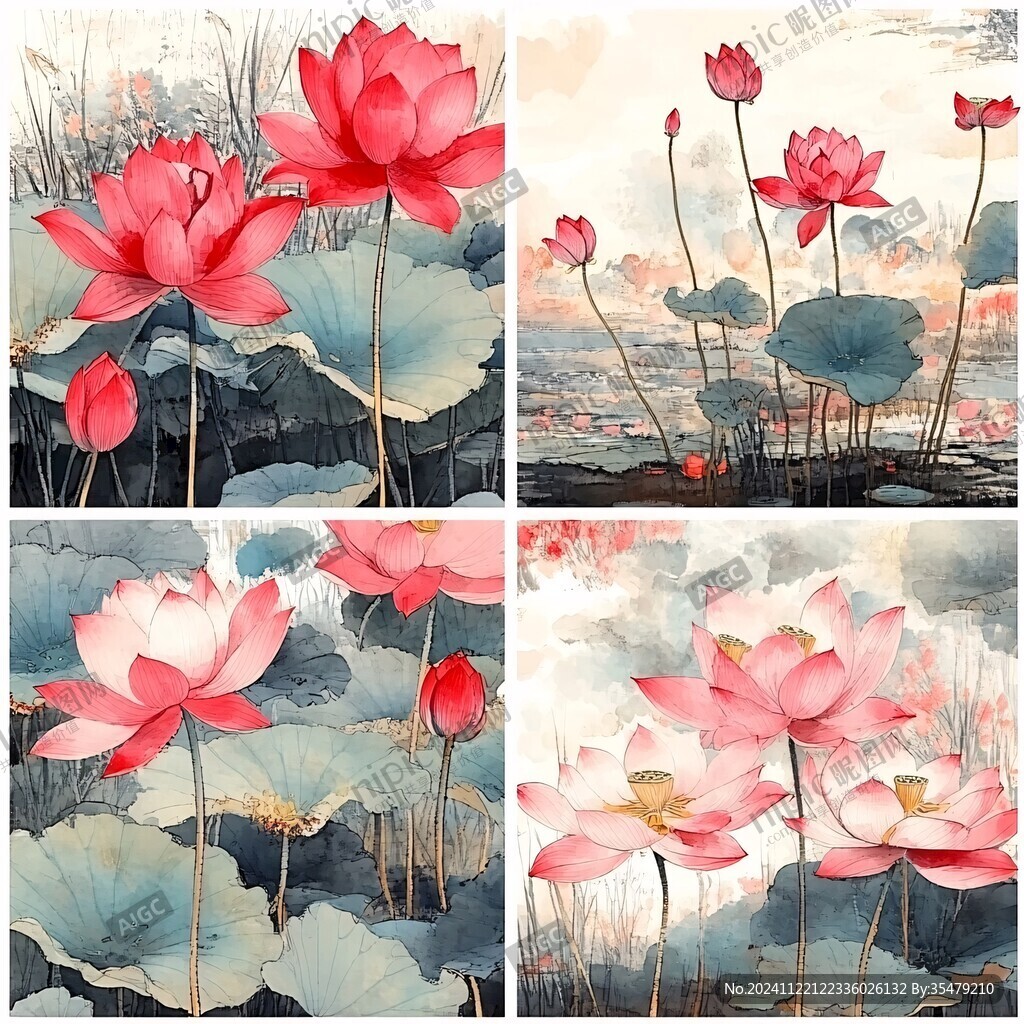 現(xiàn)代荷花裝飾畫