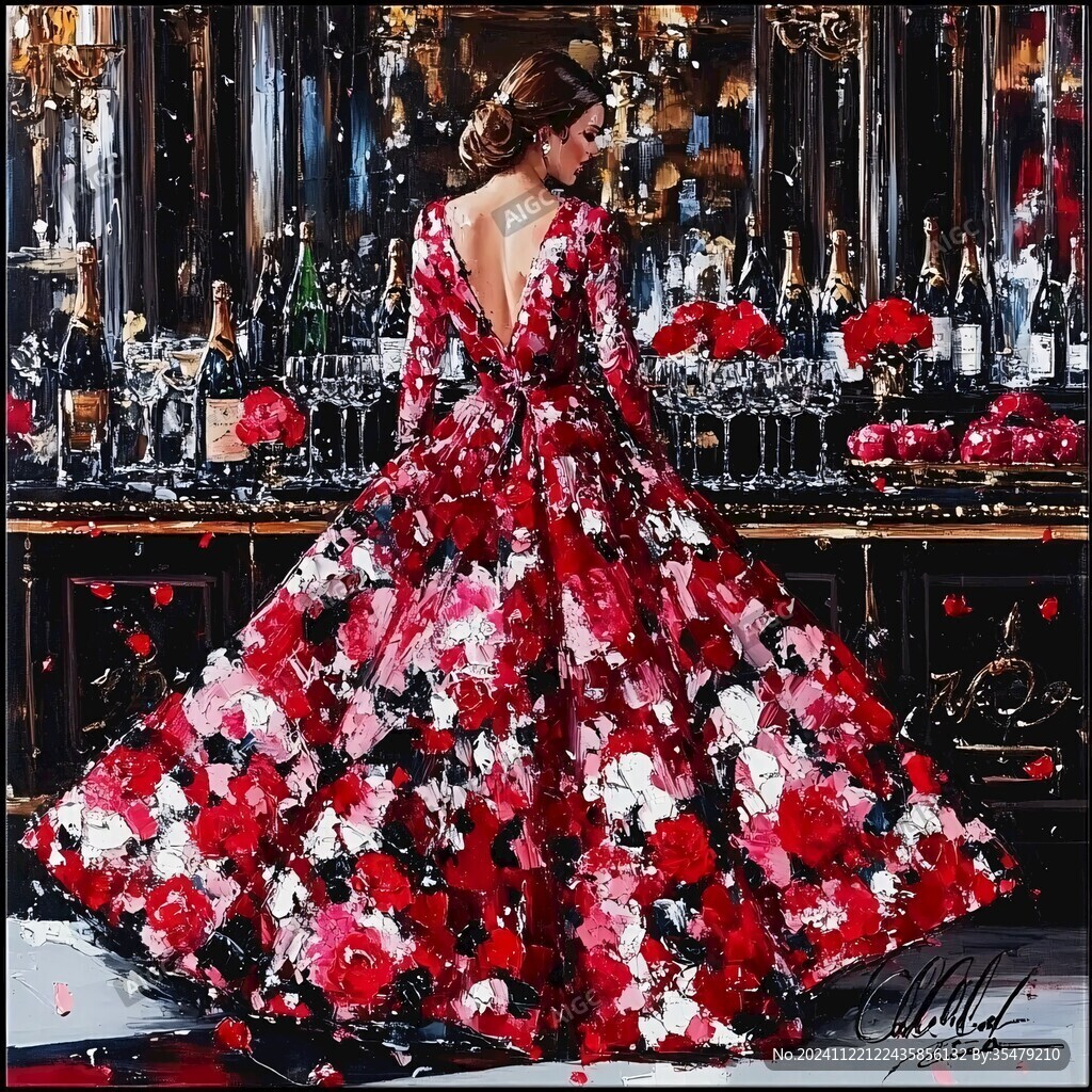 長裙玫瑰花朵