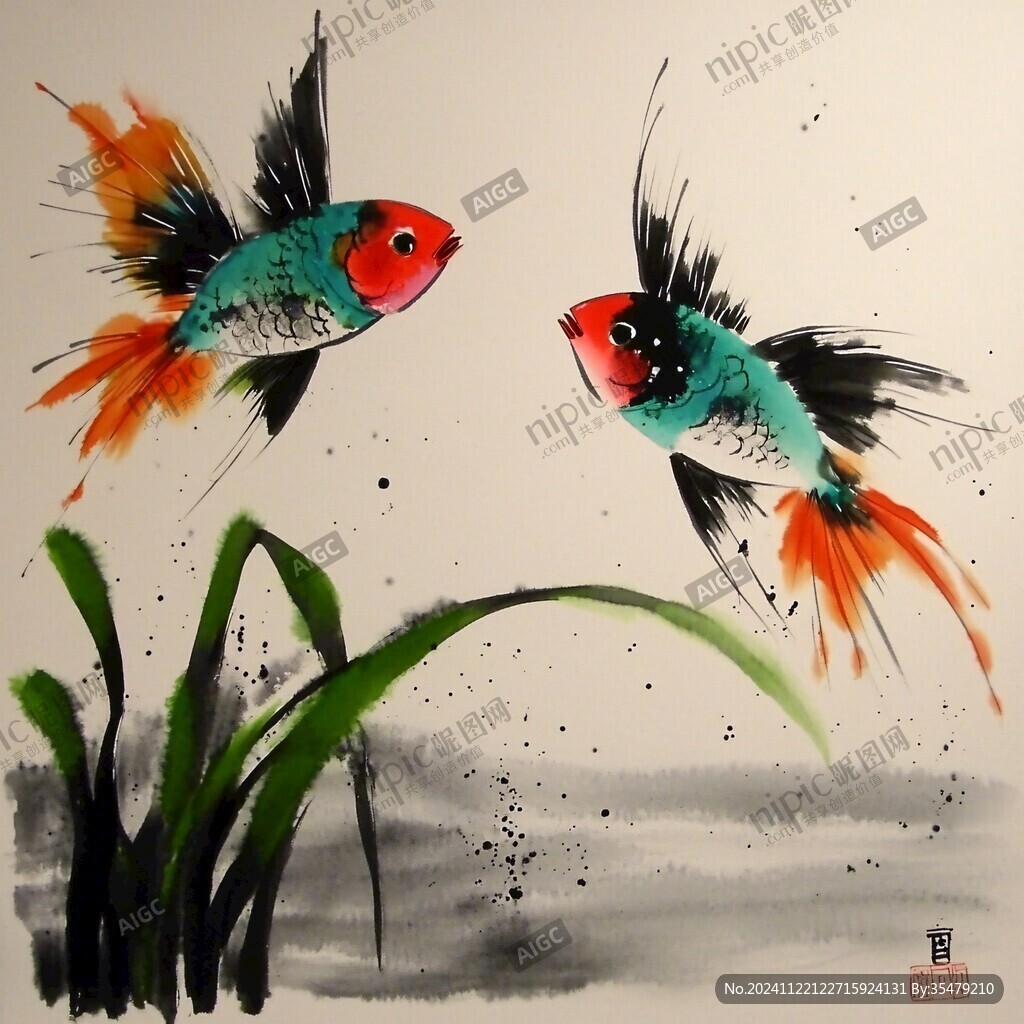 手繪金魚魚趣圖