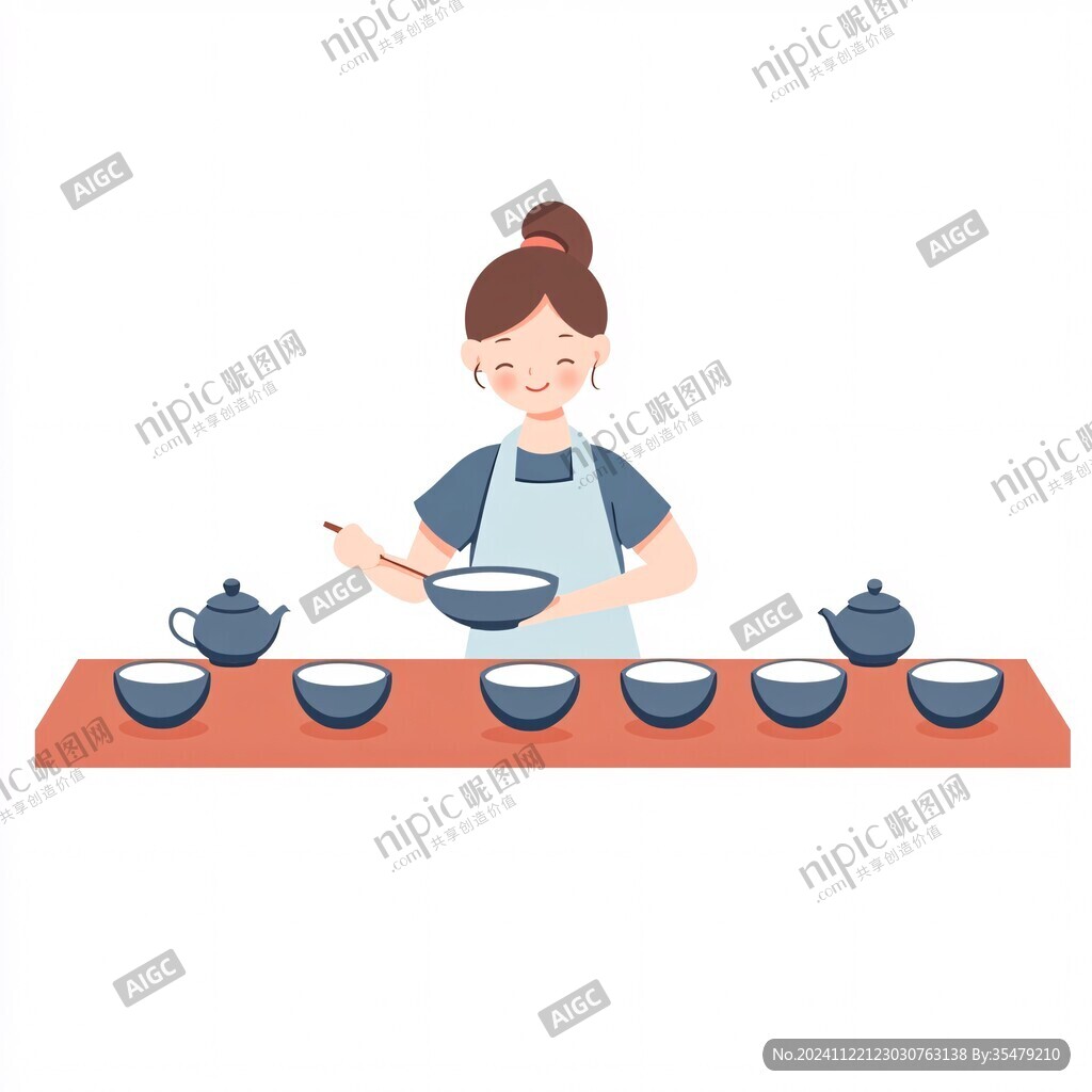 喝茶人物插畫