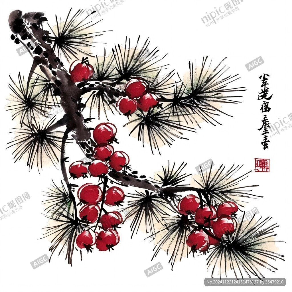 手繪紅豆杉