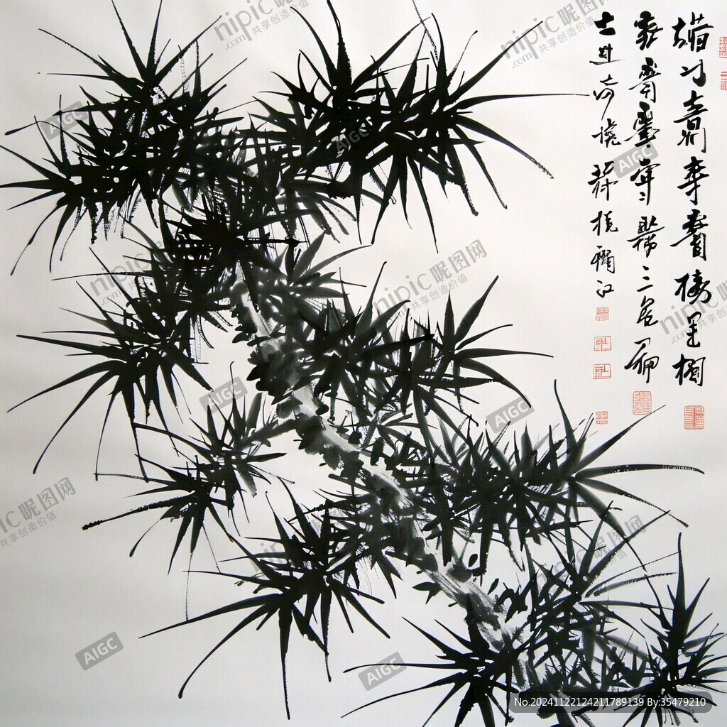 手繪墨竹圖