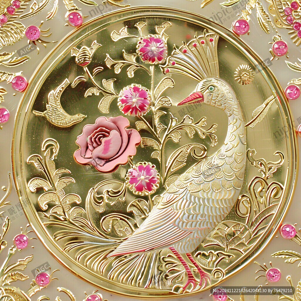 金屬質(zhì)感花鳥背景