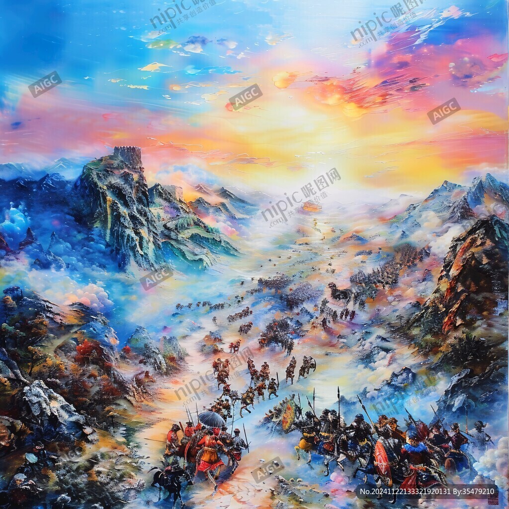 錦繡山河油畫