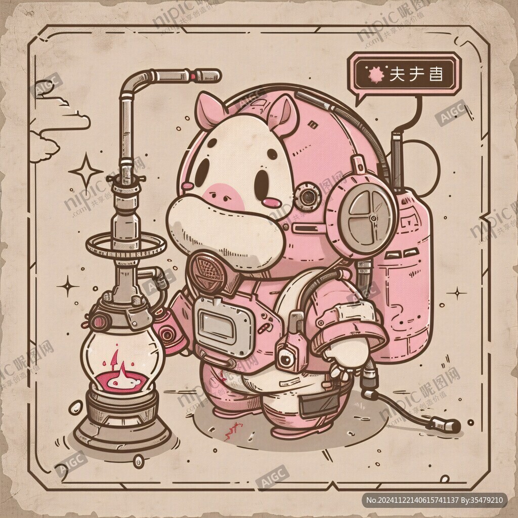 牛拉磨插畫