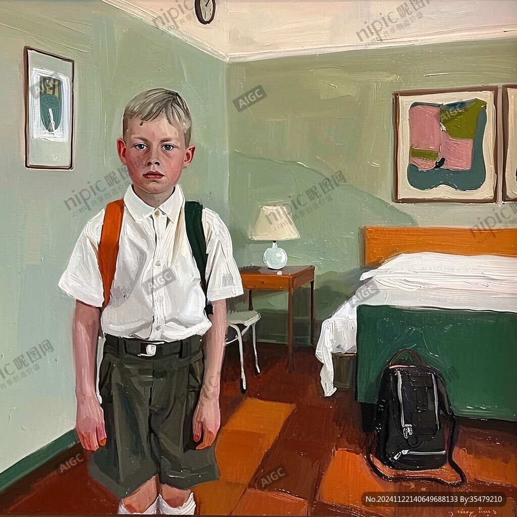 看畫展的男孩