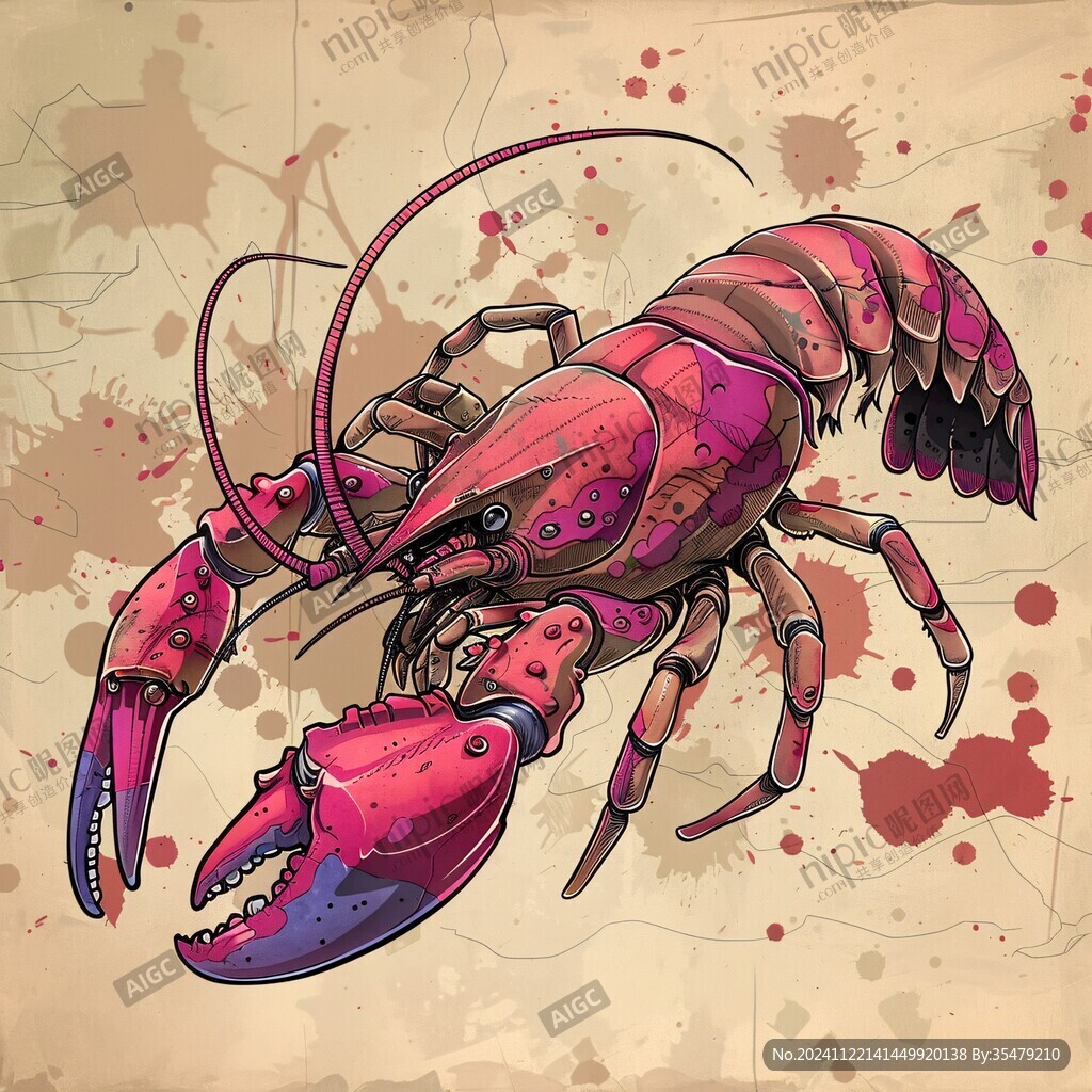 龍蝦主題插畫