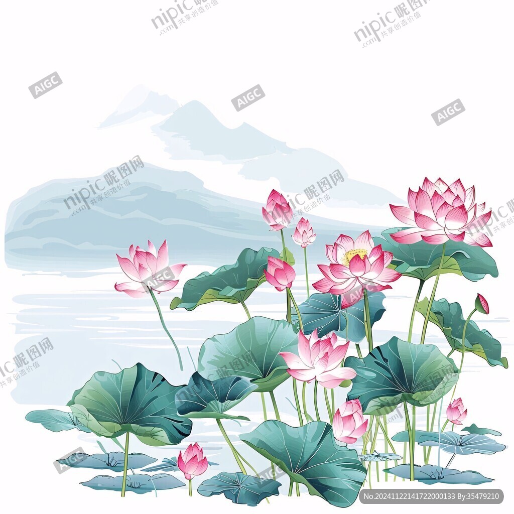 荷花手繪背景