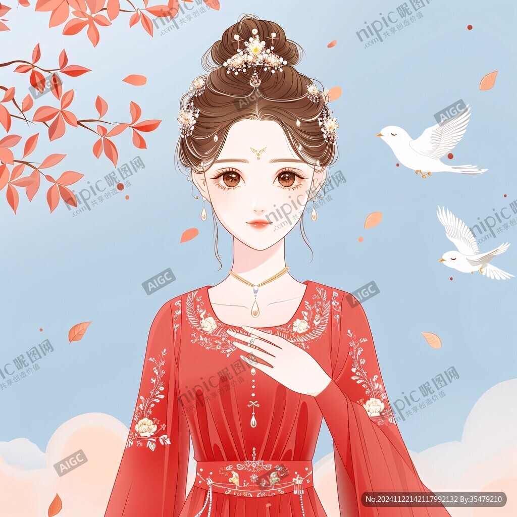 中式新娘插畫