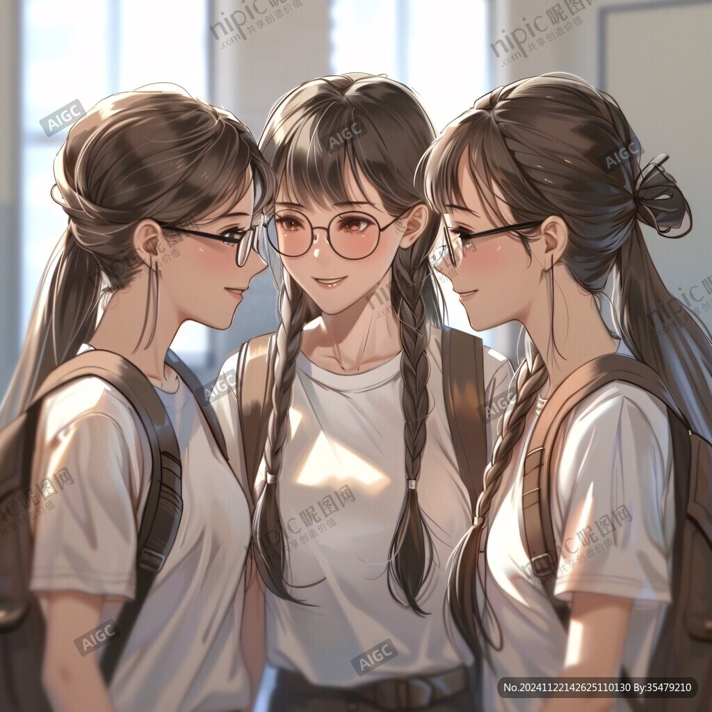 校服美女插畫