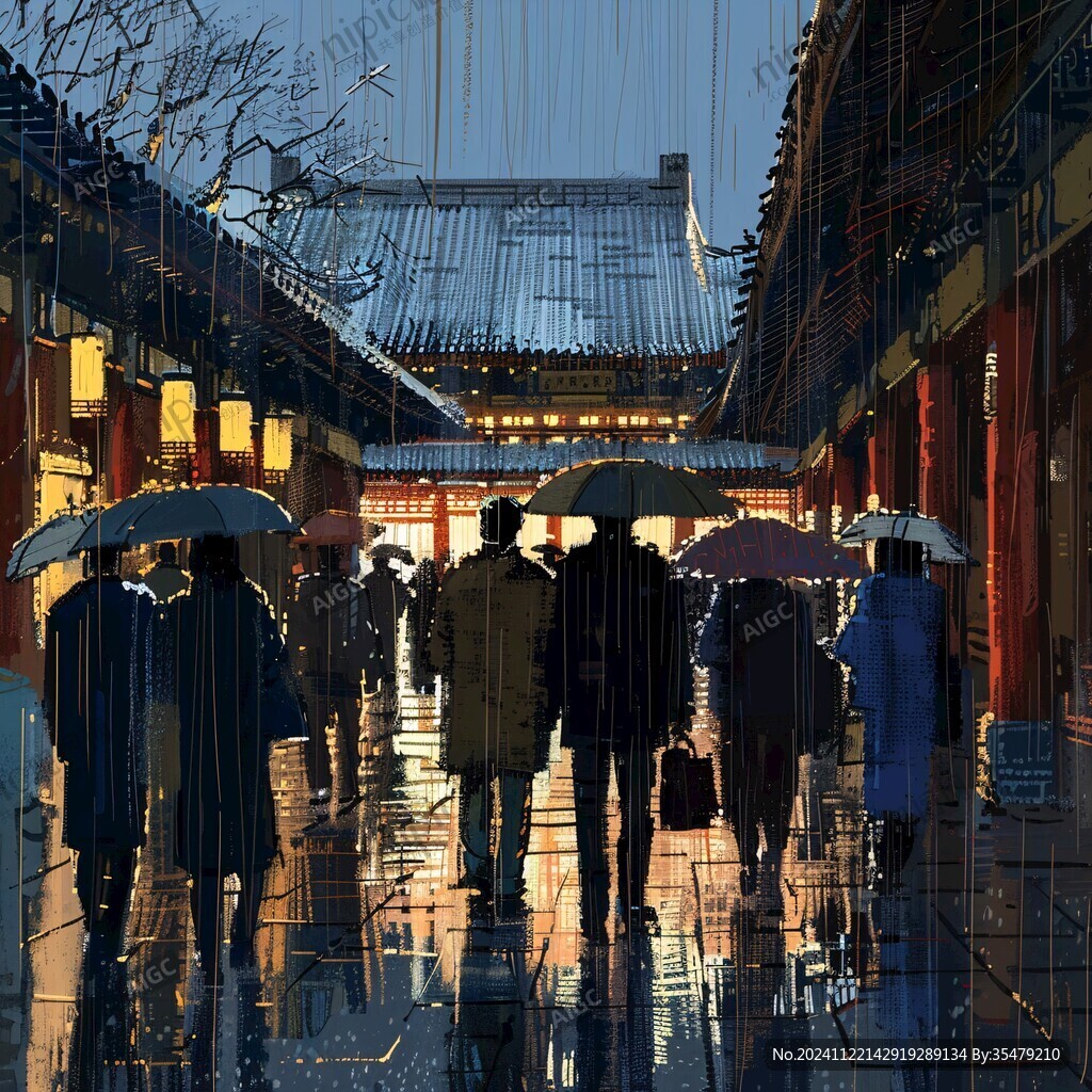 雨巷插畫